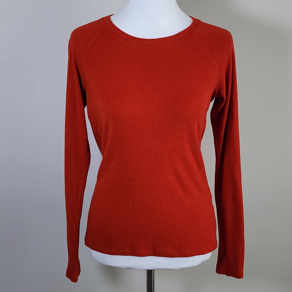 Uniqlo Heattech Long Sleeve Shirt Womens Small Rust Thermalβ Base Layer Top